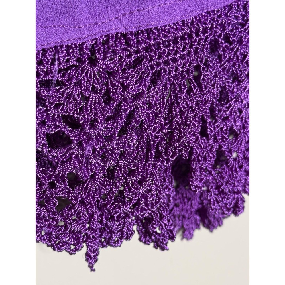 Vintage Purple Embroidered Crochet Lace Boho Tunic Blouse Papillon XL‎ Rayon - Picture 8 of 9